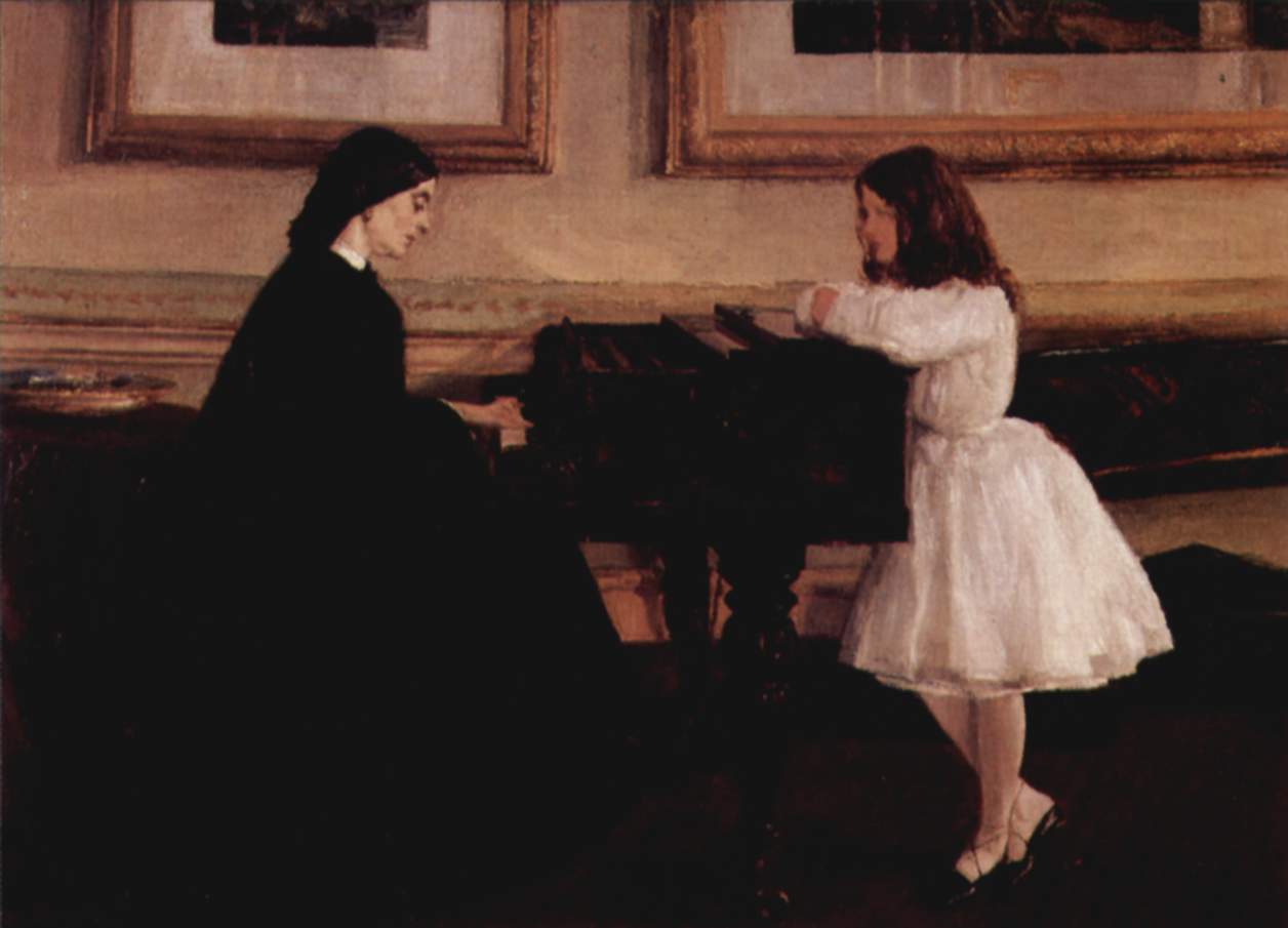 At the Piano (1858) - James McNeill Whistler Tablo