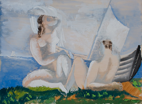 At the water's edge (1932) - Ossip Zadkine Tablo