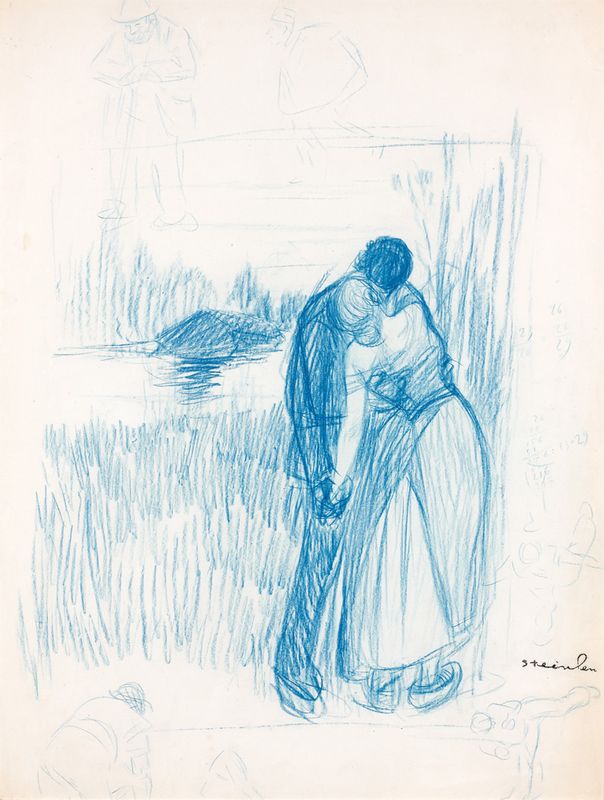 Au Bord de L’Eau Preliminary drawing – Théophile Steinlen Tablo