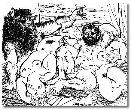 Bacchic scene with minotaur (1933) - Pablo Picasso Tablo