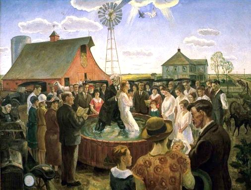 Baptism in Kansas (1928) - John Steuart Curry Tablo