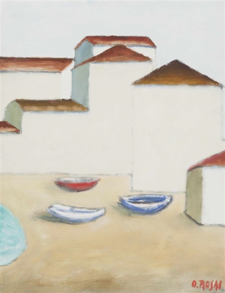 Barche sulla spiaggia (1955) – Ottone Rosai Tablo
