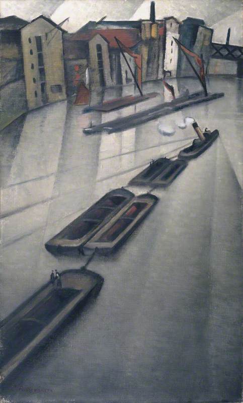 Barges on the Thames - C. R. W. Nevinson Tablo