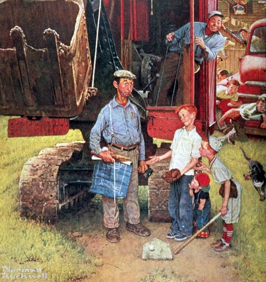 Baseball vs Progress (1954) - Norman Rockwell Tablo