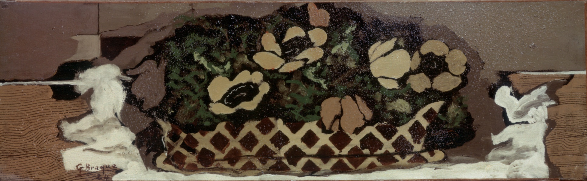 Basket with anemones (1924) - Georges Braque Tablo