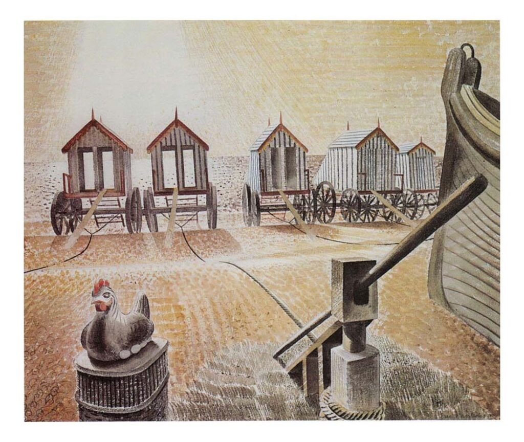 Bathing machines. Aldeburgh - Eric Ravilious Tablo