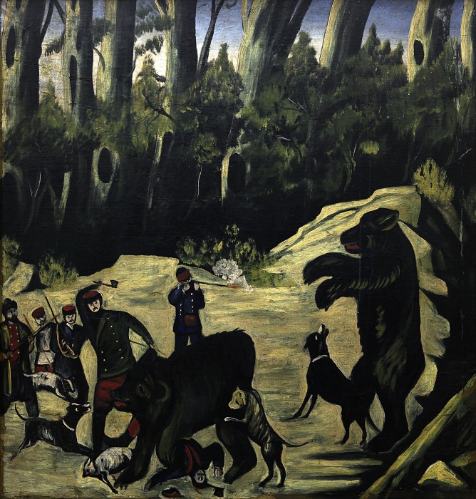 Bear hunting – Niko Pirosmani Tablo