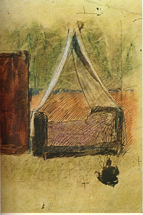 Bed with mosquito nets (1906) - Pablo Picasso Tablo