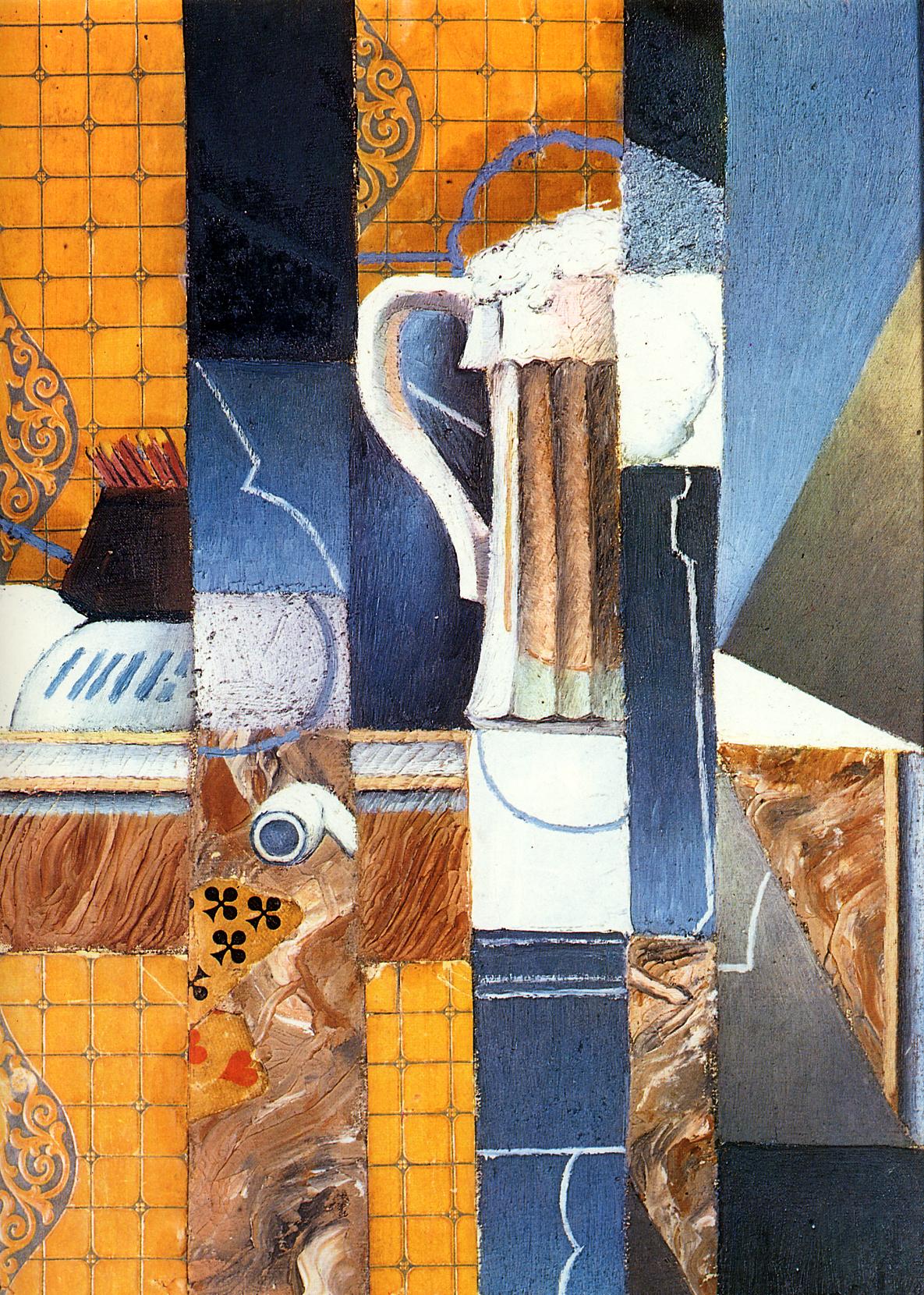 Beer Glass and Cards - Juan Gris Tablo