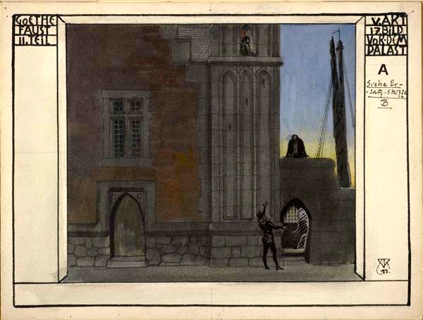 Before a Palace, for Goethe's Faust, Part II, Act V, Scene 17 - Alfred Roller Tablo