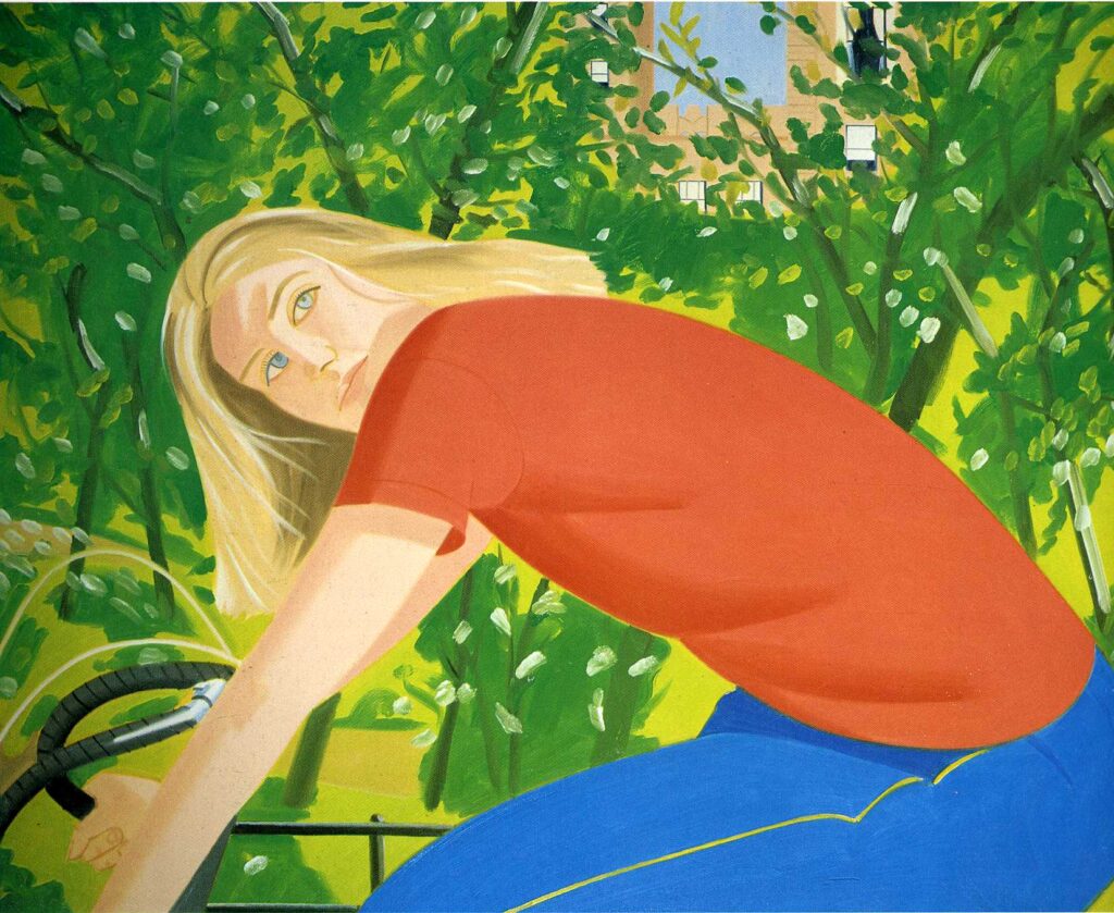 Bicycling in Central Park - Alex Katz Tablo