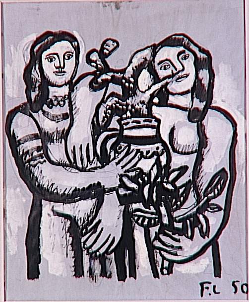 Birthday, two women (1950) - Fernand Léger Tablo