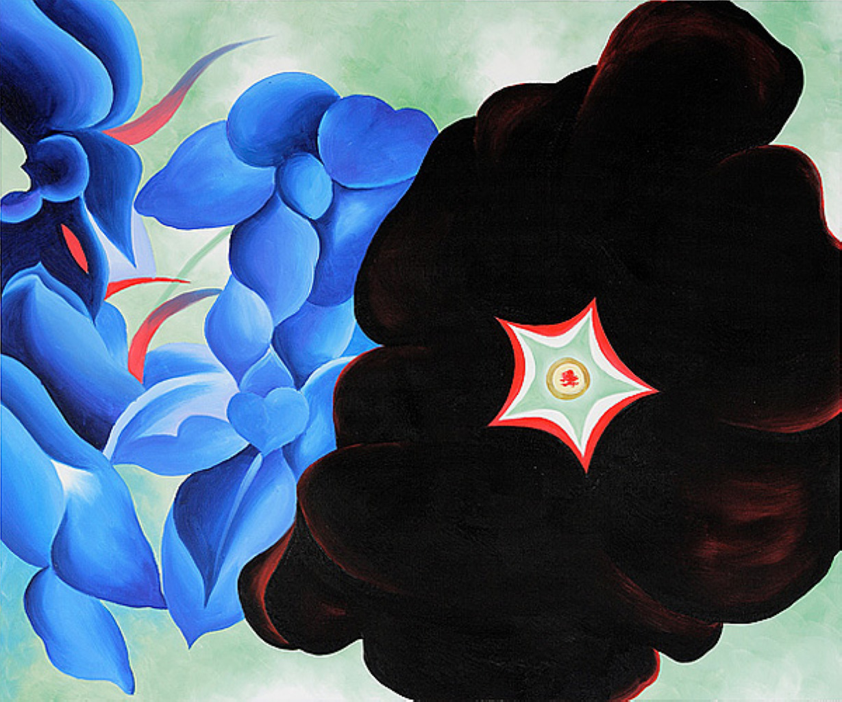 Black Hollyhock Blue Larkspur (1930) - Georgia O'Keeffe Tablo