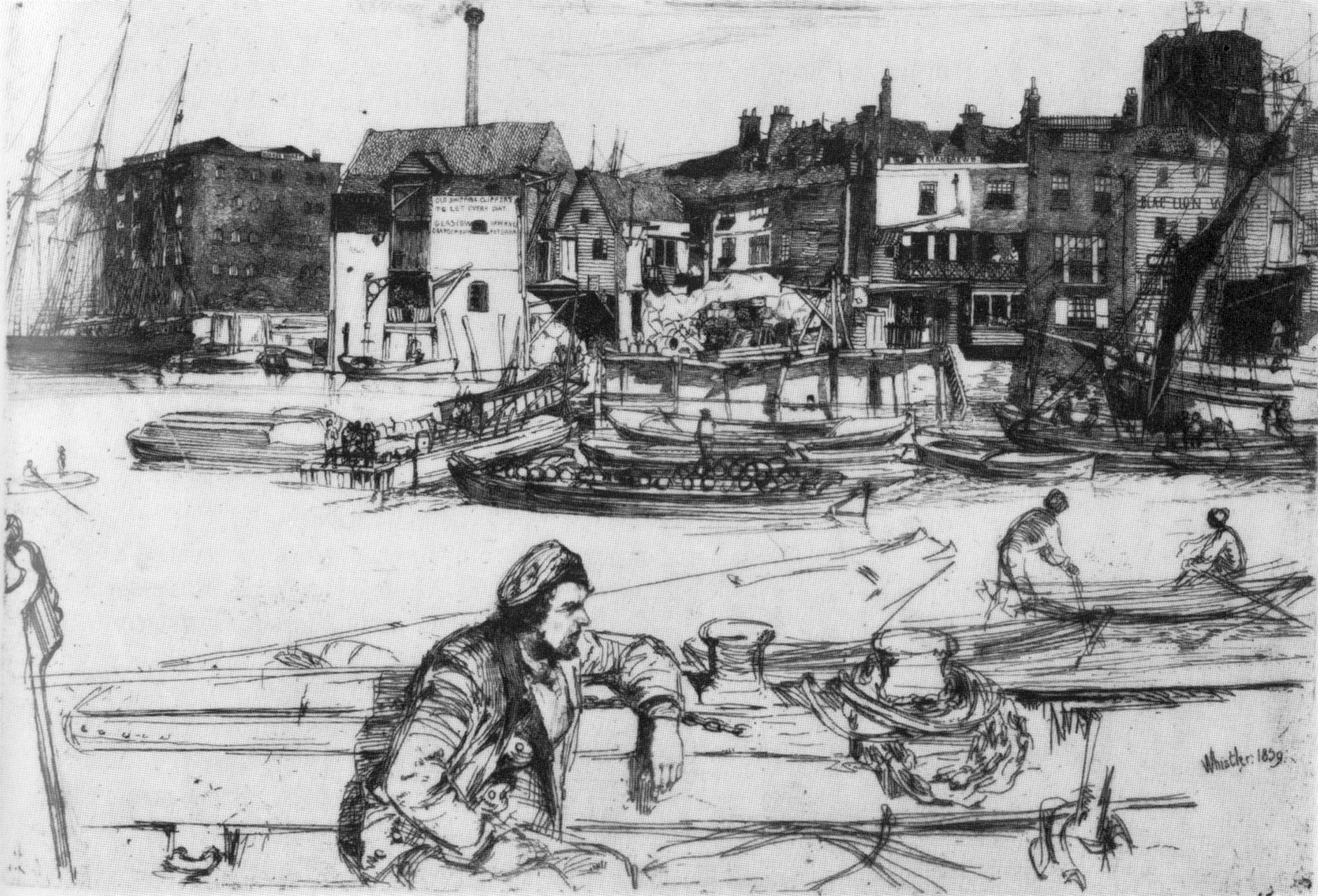 Black Lion Wharf (1859) - James McNeill Whistler Tablo