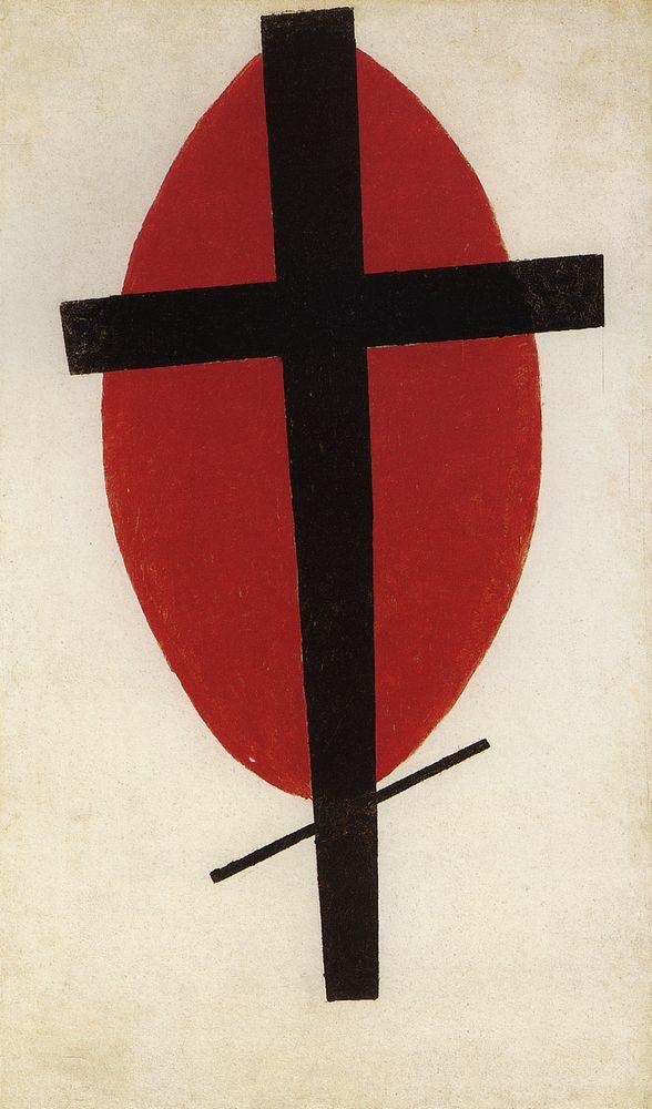 Black cross on a red oval (1927) - Kazimir Malevich Tablo