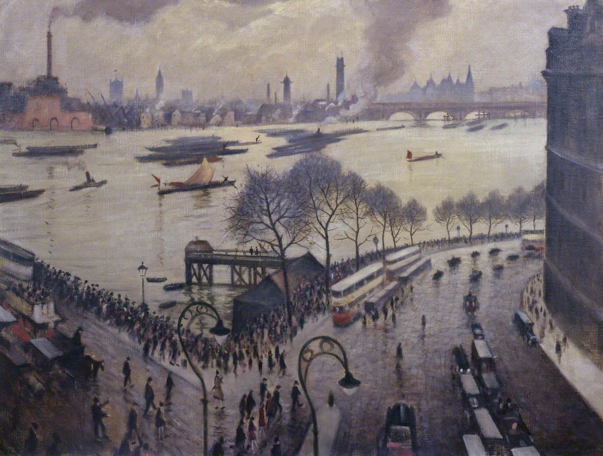 Blackfriars Bridge, London (1927) - C. R. W. Nevinson Tablo