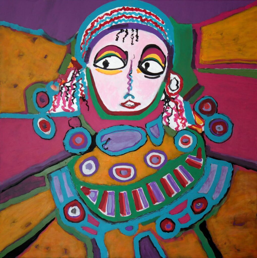 Blue Veiled Woman - Chaibia Talal Tablo