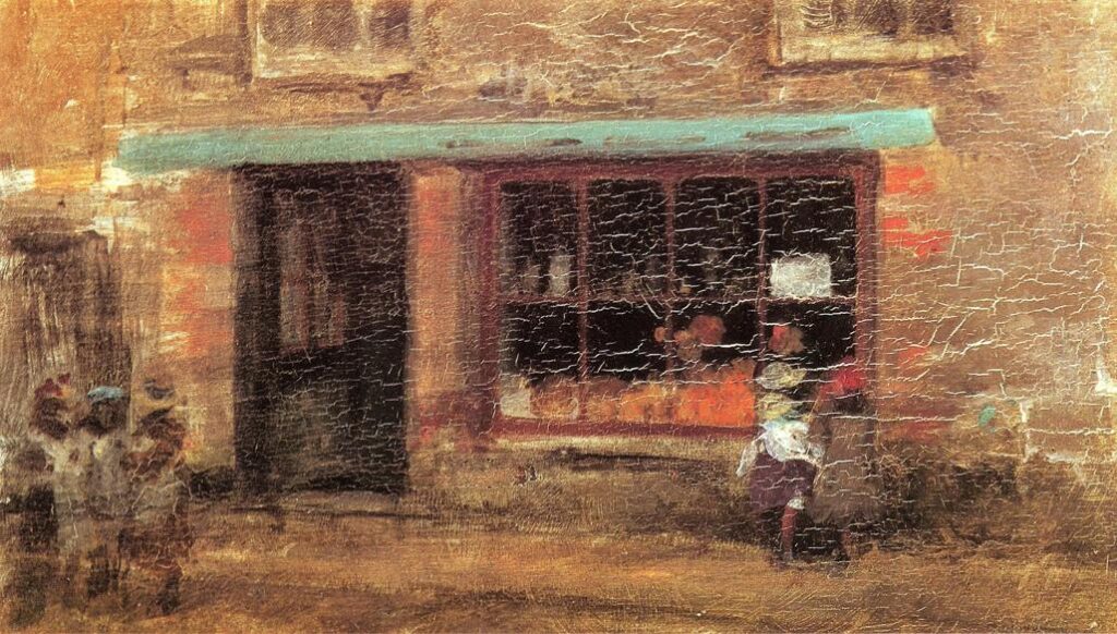 Blue and Orange The Sweet Shop (1884) - James McNeill Whistler Tablo