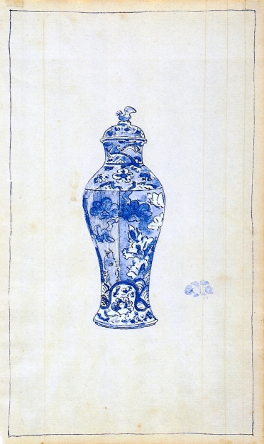 Blue and White Covered Urn - James McNeill Whistler Tablo