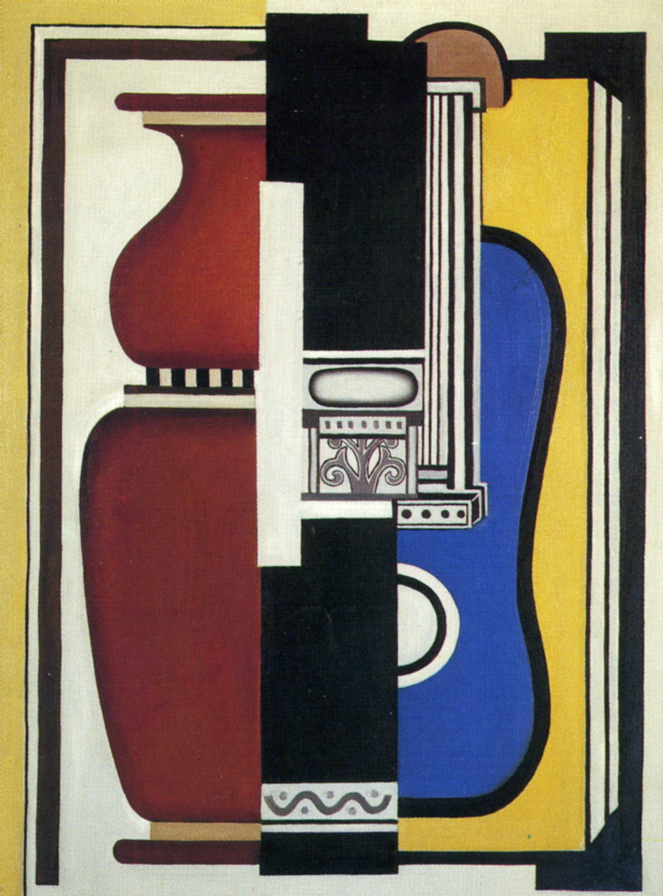 Blue guitar and vase (1926) - Fernand Léger Tablo