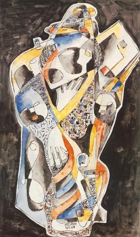 Blue yellow Composition (1930) - Béla Kádár Tablo