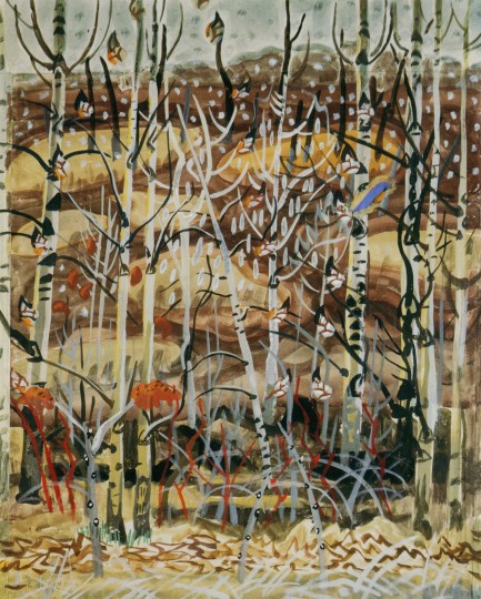 Bluebird and Cottonwoods (The Birches) (1917) - Charles E. Burchfield Tablo