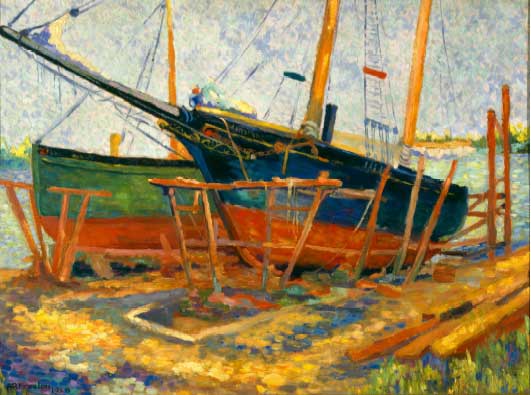 Boat in Harbor (1928) – Allan Randall Freelon Tablo
