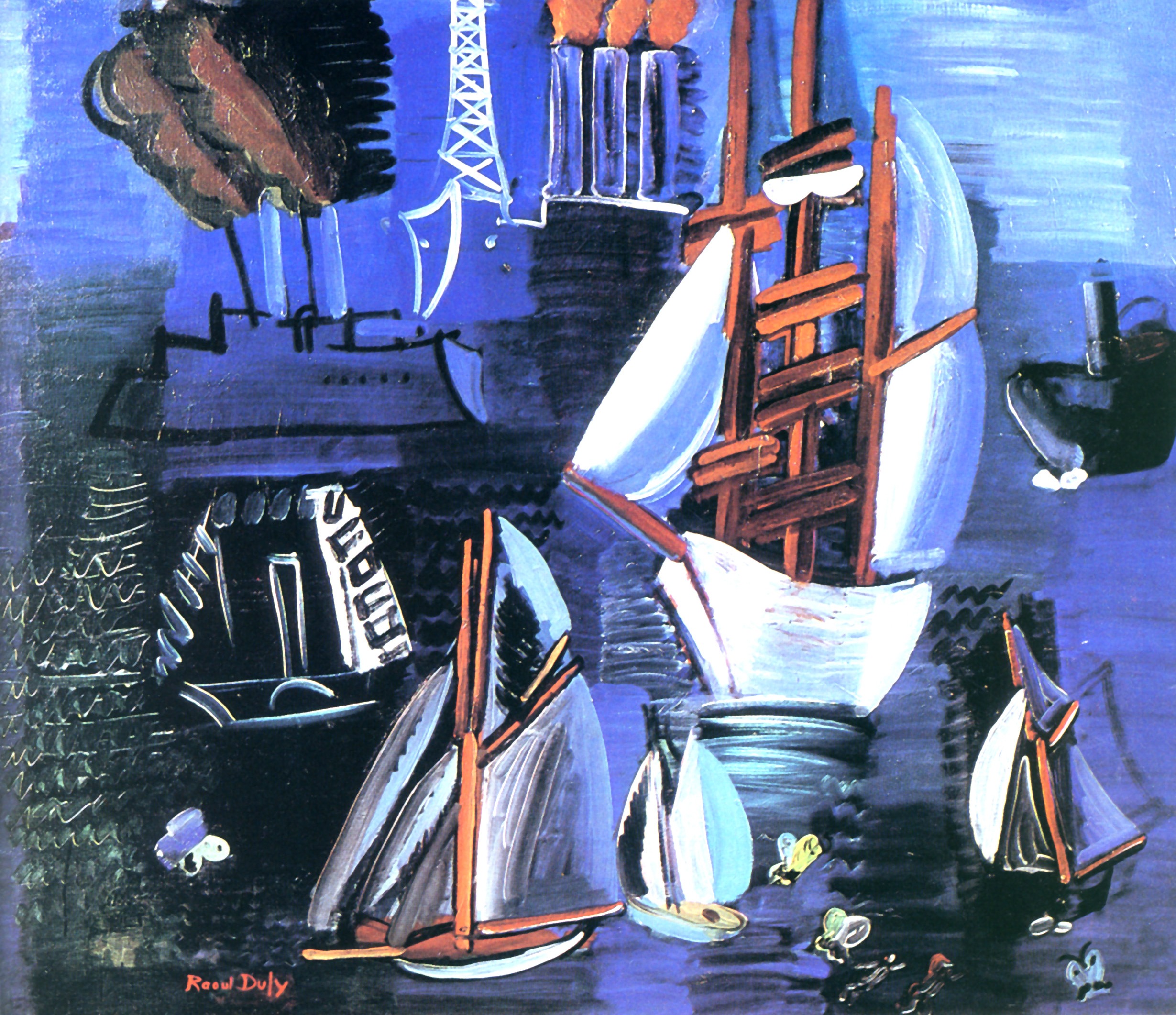 Boats in Le Havre (1926) - Raoul Dufy Tablo