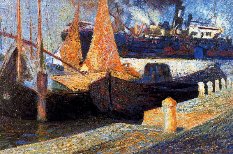 Boats in Sunlight (1907) – Umberto Boccioni Tablo