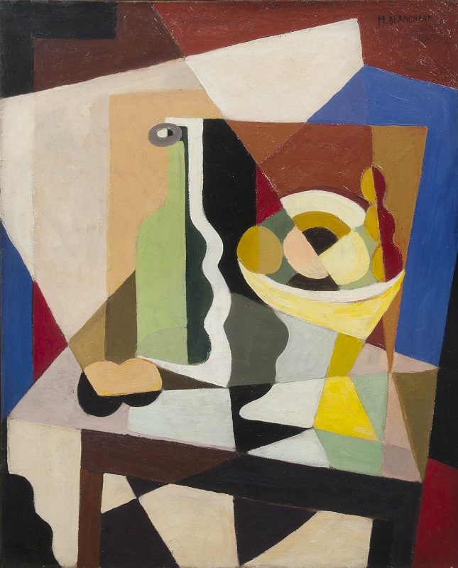 Botella Y Frutero Sobre Una Mesa (1917) - María Blanchard Tablo