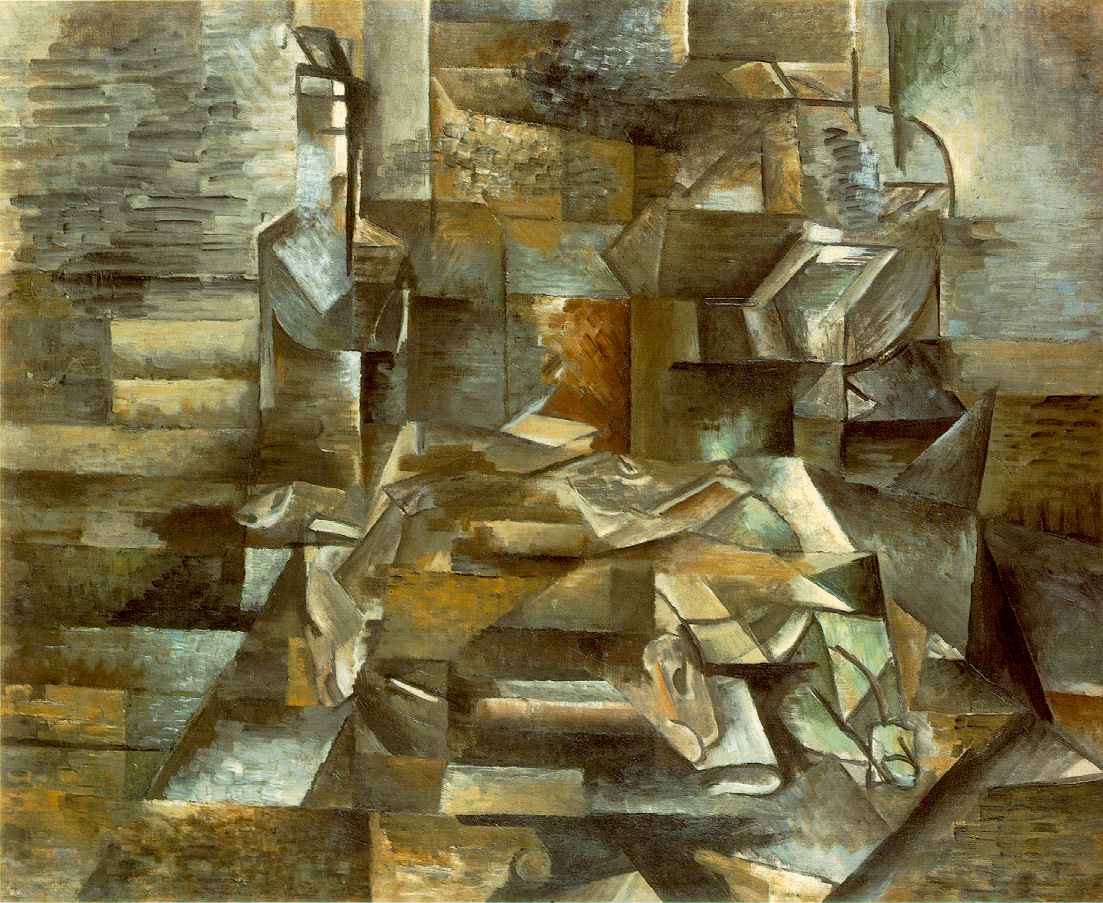 Bottle and Fishes (1910) - Georges Braque Tablo