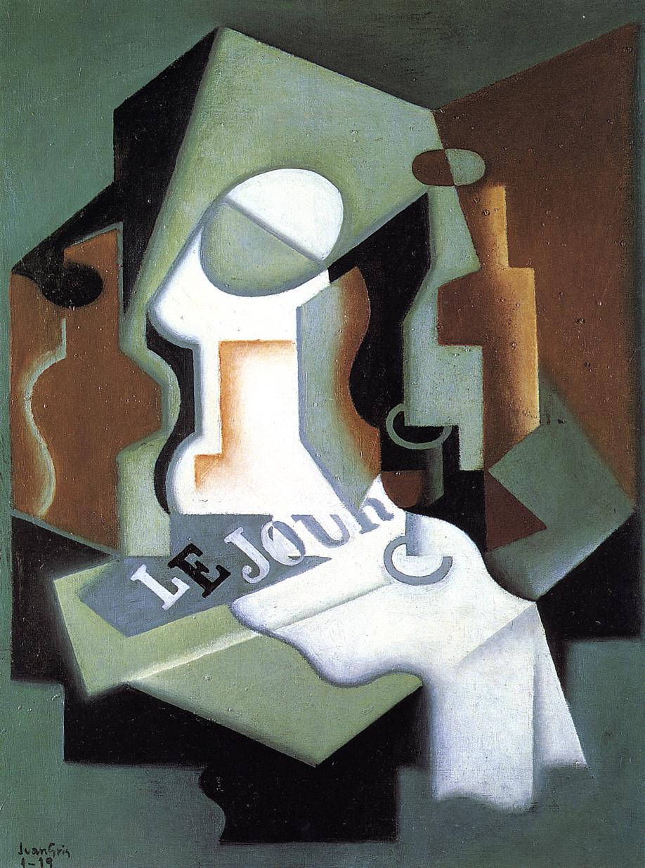 Bottle and Fruit Dish - Juan Gris Tablo