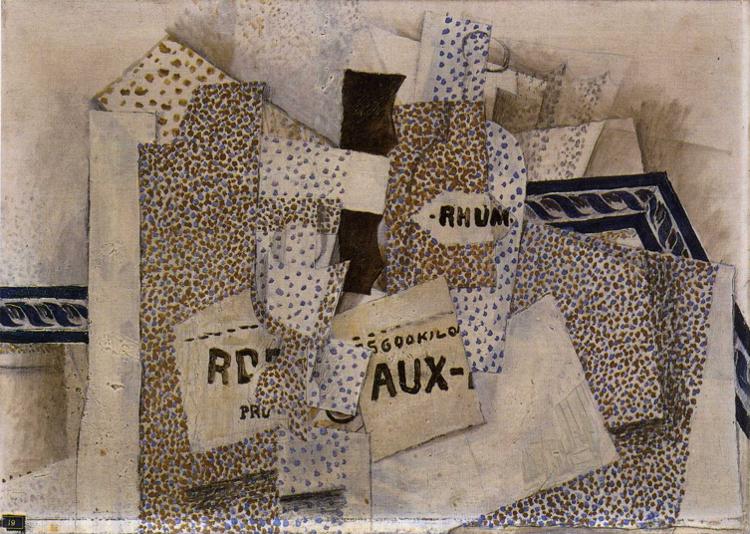 Bottle of Rum (1914) - Georges Braque Tablo