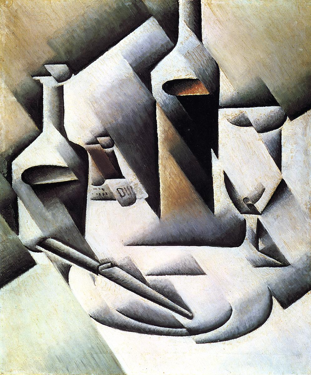 Bottles and Knife (1911) - Juan Gris Tablo
