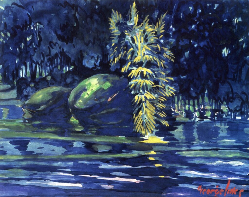 Boulders on a Riverbank (1919) - George Luks Tablo