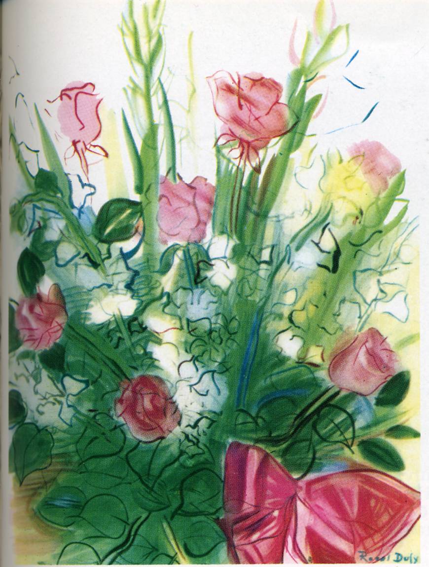 Bouquet of roses - Raoul Dufy Tablo