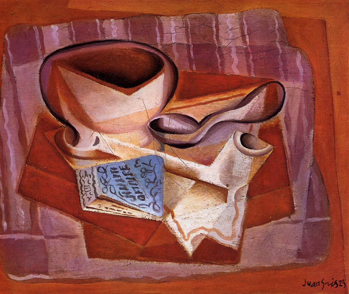 Bowl, Book and Spoon - Juan Gris Tablo