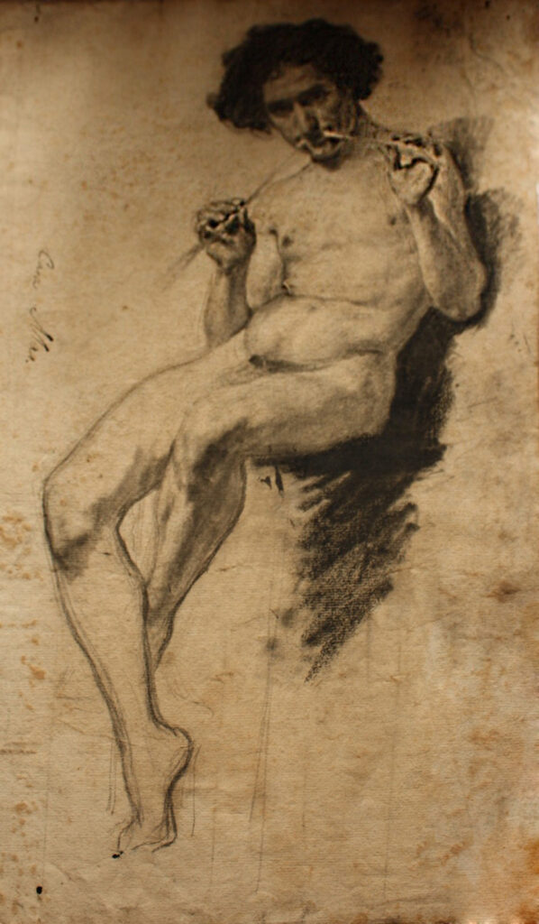 Boy Playing Two Flutes - Joan Brull Tablo