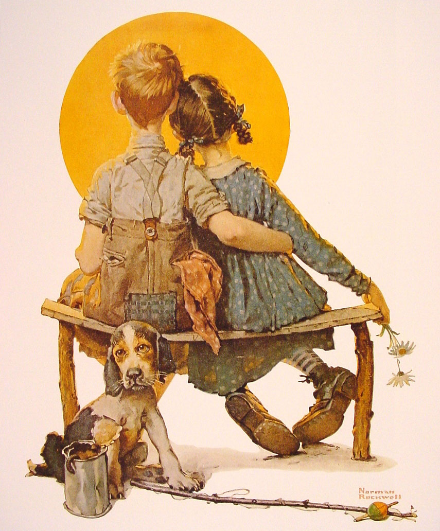 Boy and Girl gazing at the Moon (1926) - Norman Rockwell Tablo