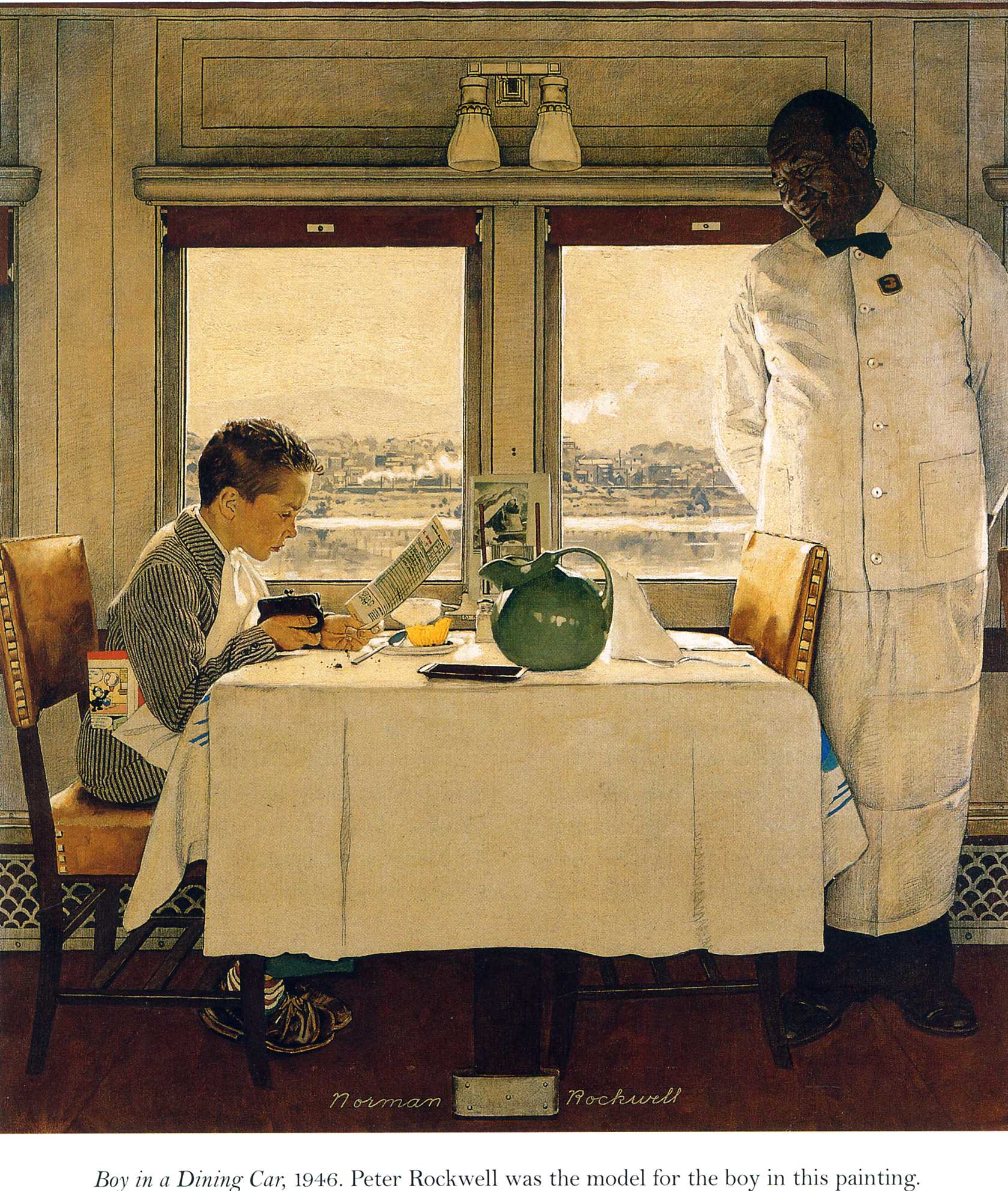 Boy in a Dining Car (1947) - Norman Rockwell Tablo