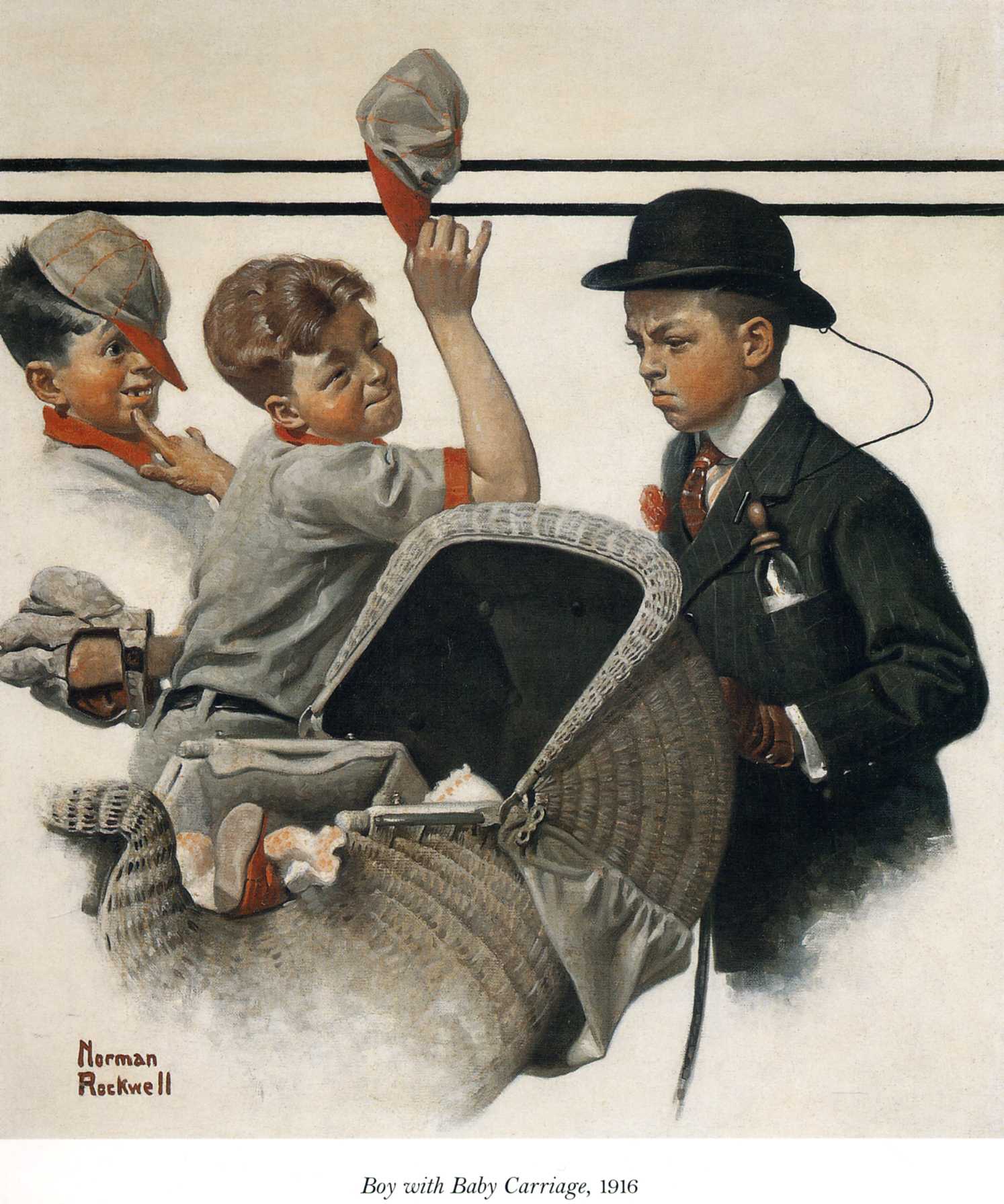 Boy with Baby Carriage (1916) - Norman Rockwell Tablo