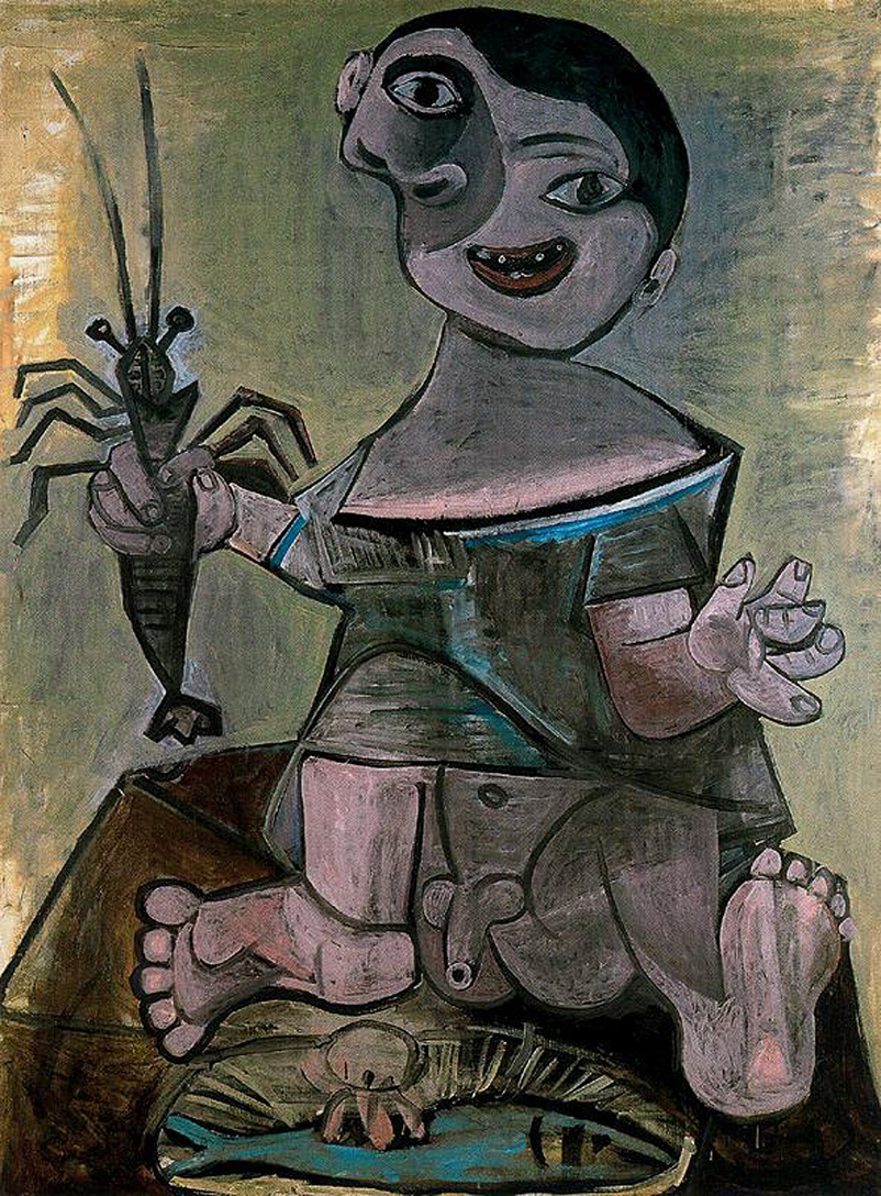 Boy with a langosta (1941) - Pablo Picasso Tablo