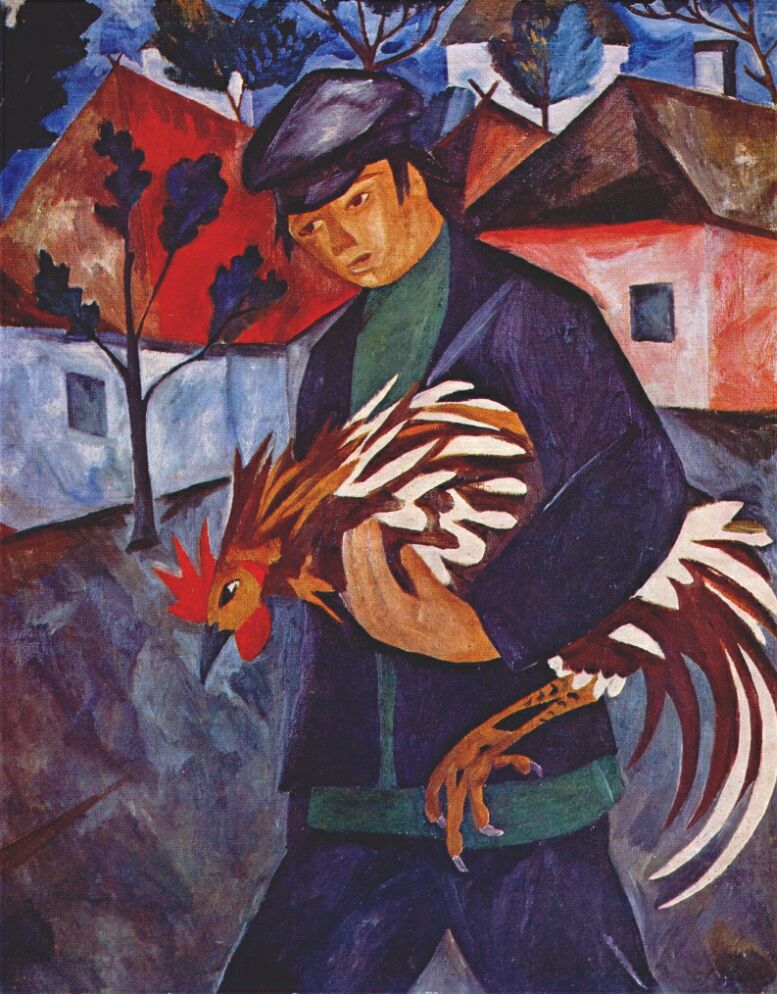 Boy with rooster (1910) - Natalia Goncharova Tablo