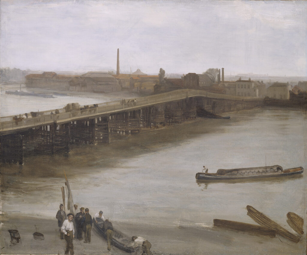 Brown and Silver Old Battersea Bridge (1859) - James McNeill Whistler Tablo