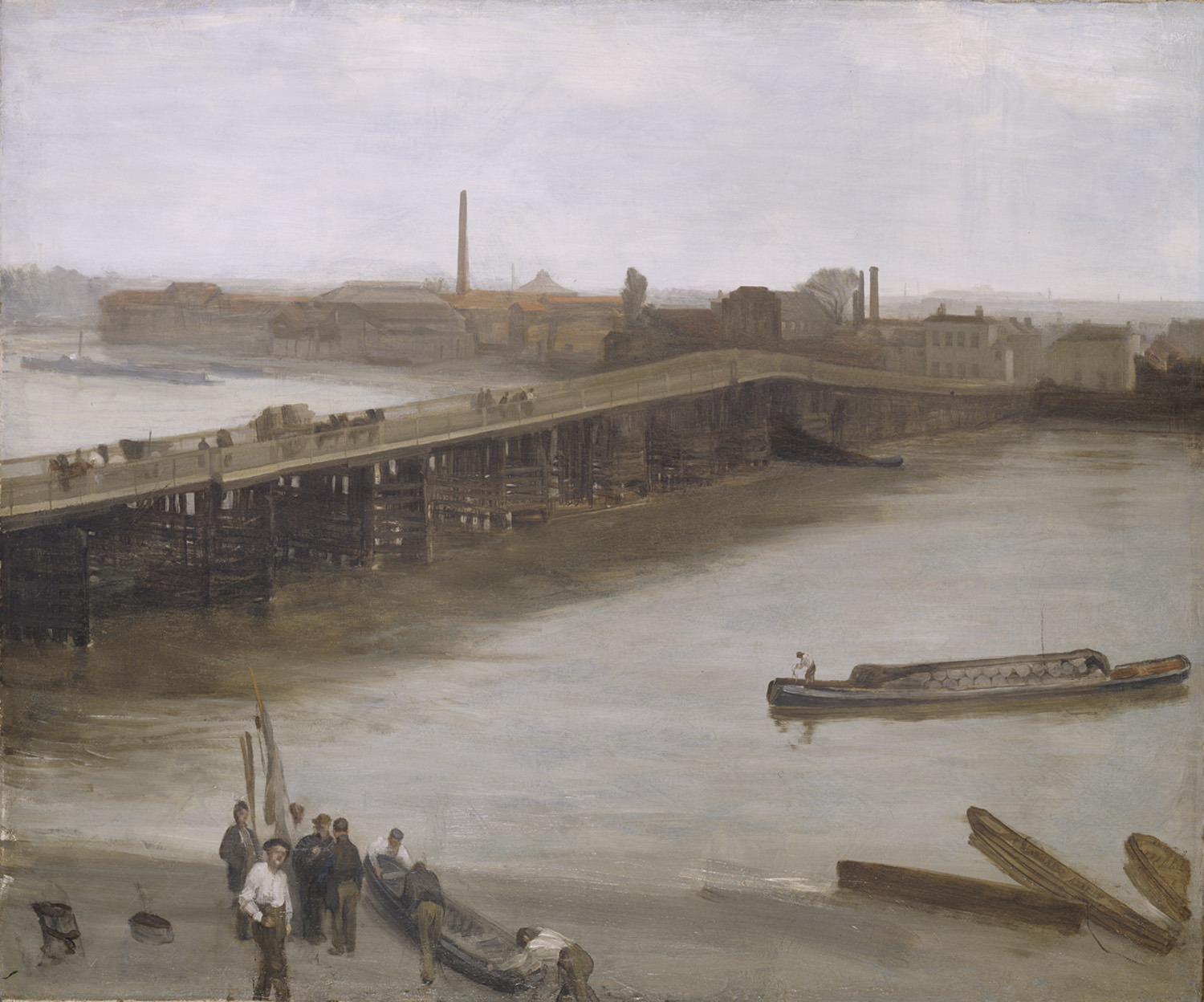 Brown and Silver Old Battersea Bridge (1859) - James McNeill Whistler Tablo