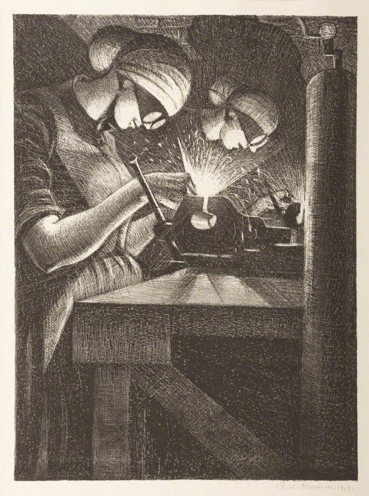 Building Aircraft. Acetylene Welder (1917) - C. R. W. Nevinson Tablo