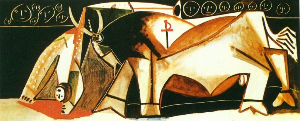 Bullfighting Scene (The picador raised) (1955) - Pablo Picasso Tablo
