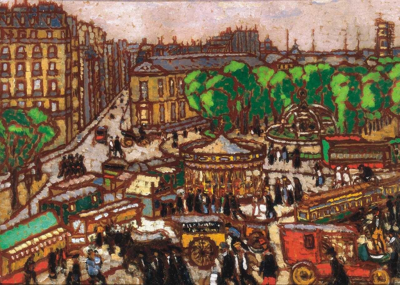 Busy City Scene (1914) - József Rippl-Rónai Tablo
