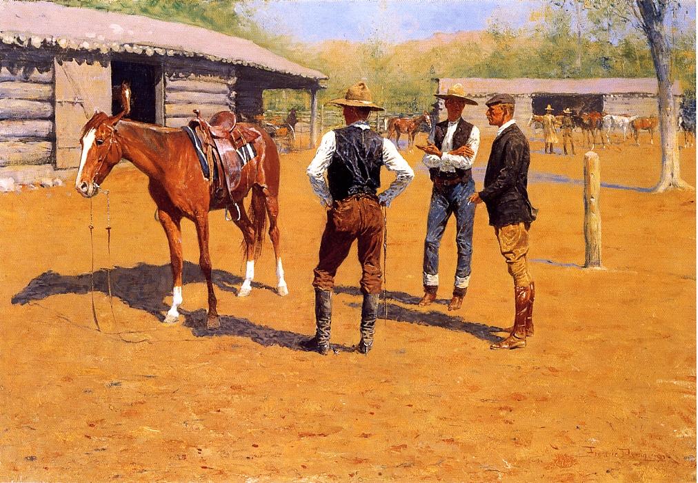 Buying Polo Ponies in the West (1905) - Frederic Remington Tablo