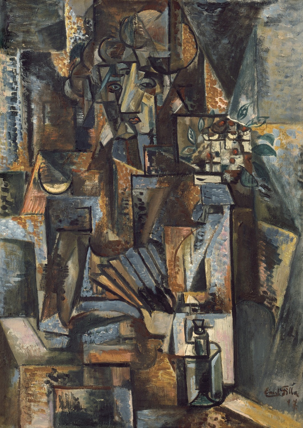 Žena S Vějířem (1917) - Emil Filla Tablo
